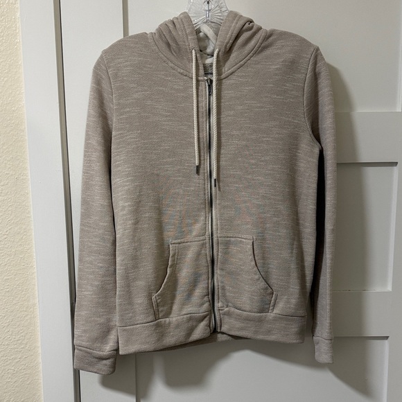 Forever 21 Tops - Forever 21 Terry Fleece Lighweight Beige Full Zip Hoodie Size Small